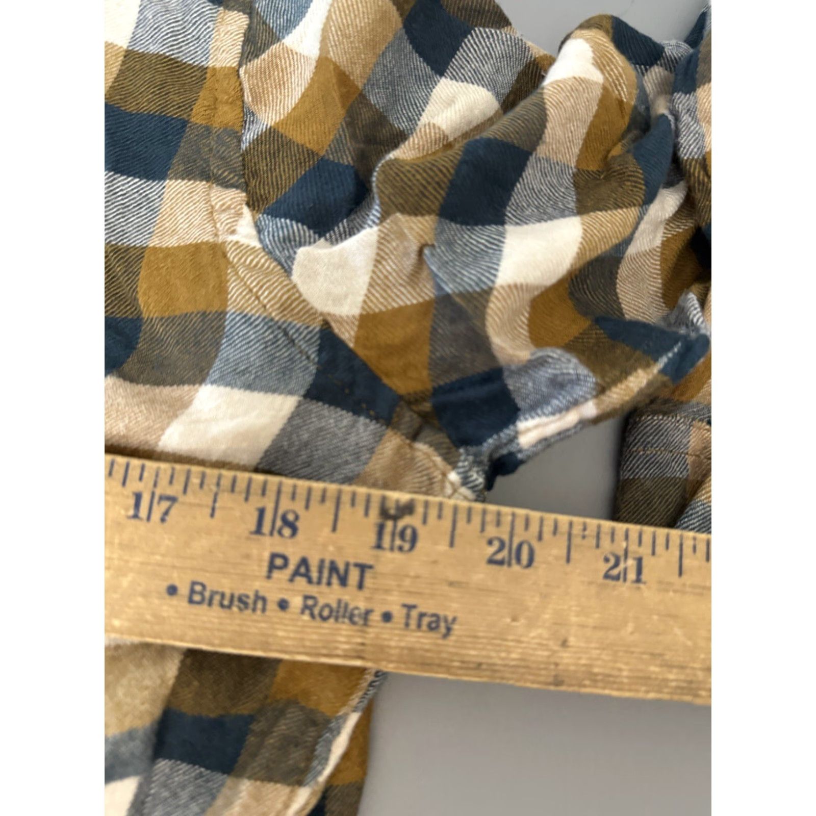 Lucky Brand Lucky Brand Womens Muted Yellow and Blue Super Sof Flannel Size Medium Shirt Womens M Yellow Flannel 90s Vintage Size M / US 6-8 / IT 42-44 - 4 Thumbnail