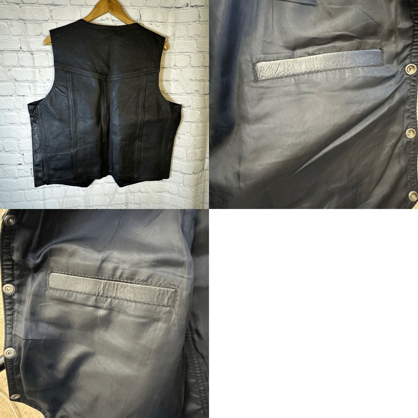 Vintage VINTAGE No Brand Leather Vest Biker Women's XL Black Snap Pockets A-1 Motorcycle Size XL / US 12-14 / IT 48-50 - 8 Thumbnail