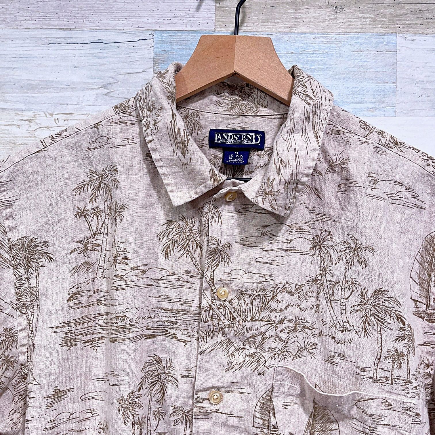 Lands' End Lands End Vintage 90s Linen Tropical Island Shirt Hawaii M Size US M / EU 48-50 / 2 - 2 Thumbnail