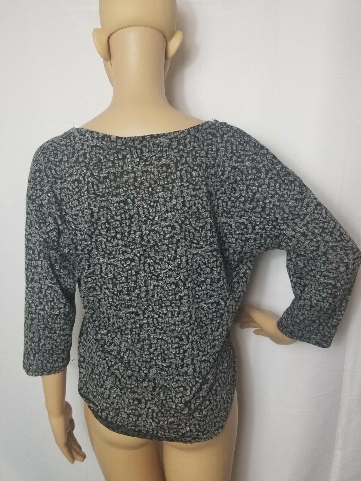 Designer XXI Womens Top Black with White Large Shirt Blouse Size L / US 10 / IT 46 - 2 Thumbnail