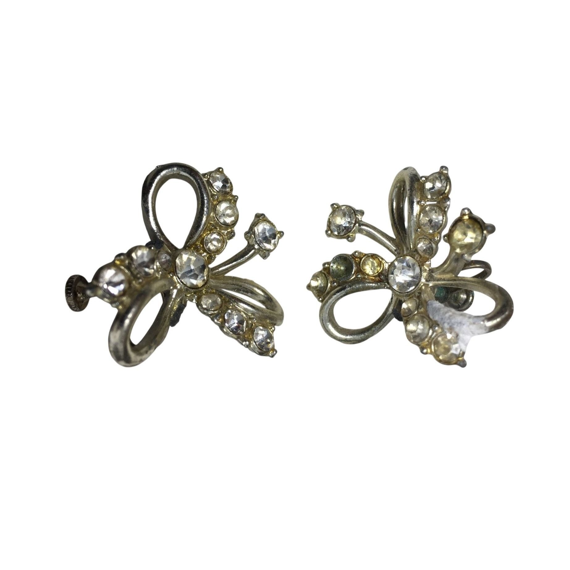 Other Women's Silver Tone Screw Back Earrings with Rhinestones Size ONE SIZE - 1 Thumbnail
