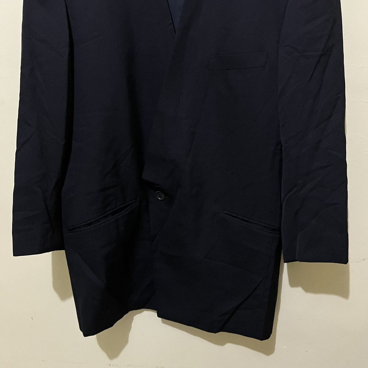 Issey Miyake 90s ISSEY MIYAKE - NO COLLAR KIMONO TYPE WOOL BLAZER Size 40R - 4 Thumbnail