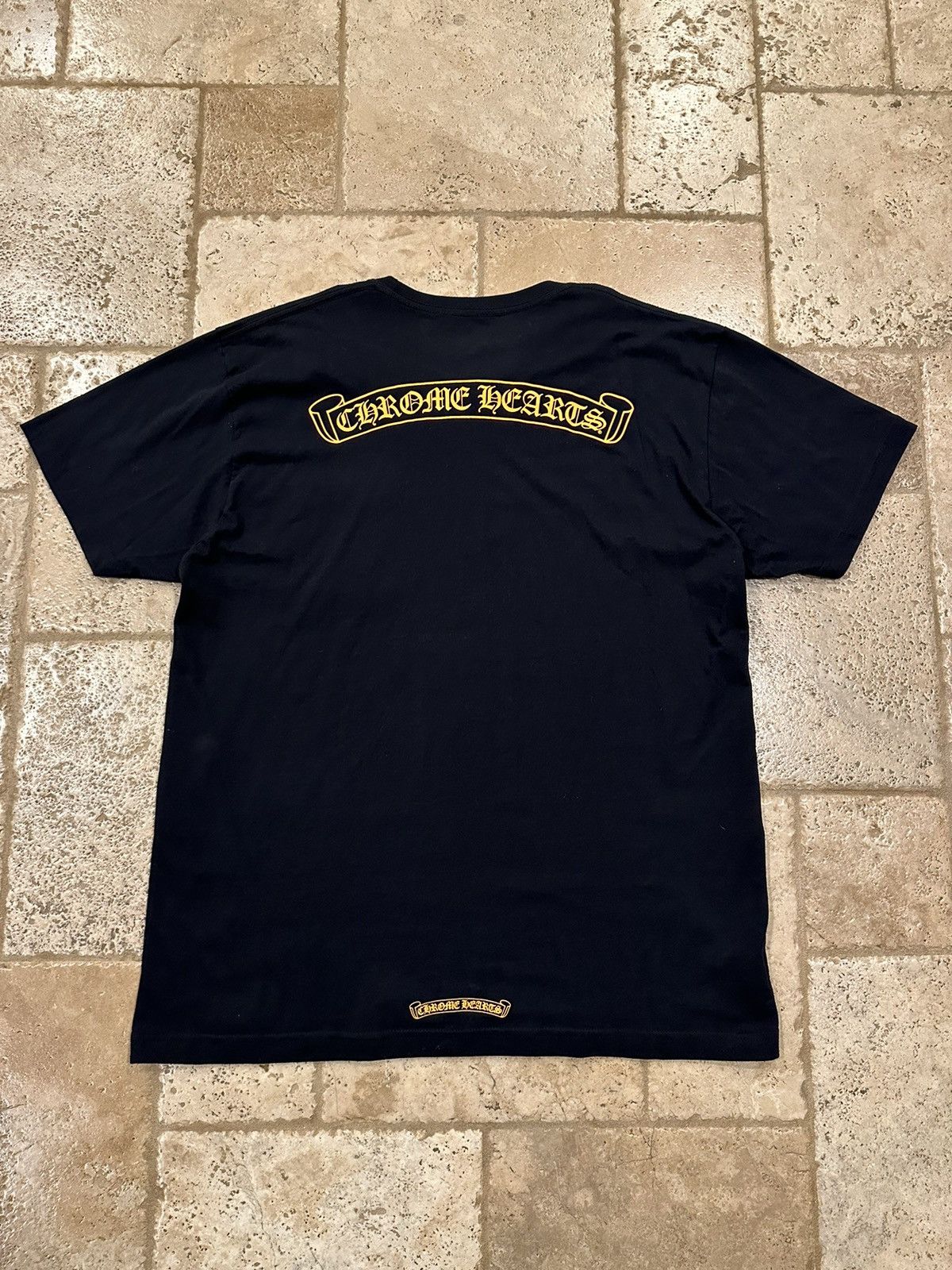 Chrome Hearts Yellow Script Back Logo Black T-Shirt