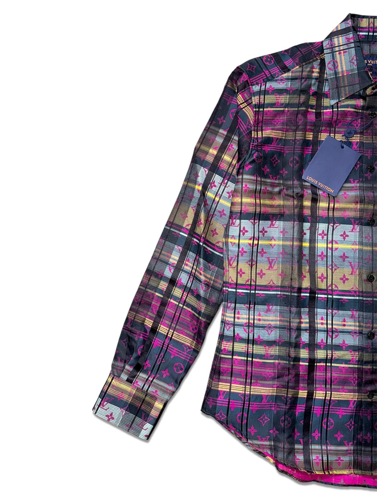 Louis Vuitton LOUIS VUITTON M Long Sleeves Silk Dress Shirt Check Plaid Size US M / EU 48-50 / 2 - 5 Thumbnail