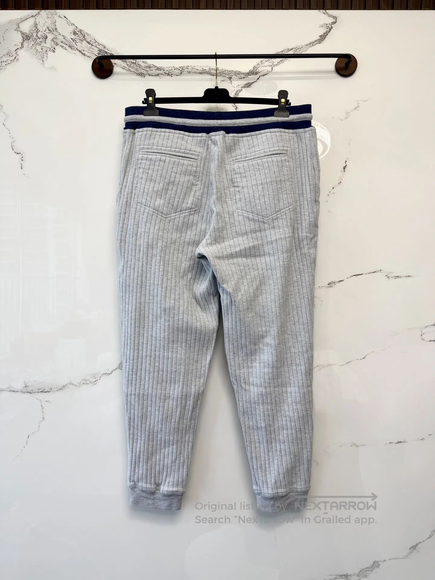 Brunello Cucinelli Brunello Cucinelli size XL Light Grey Vertical Stripe Draw Size US 27 - 3 Thumbnail