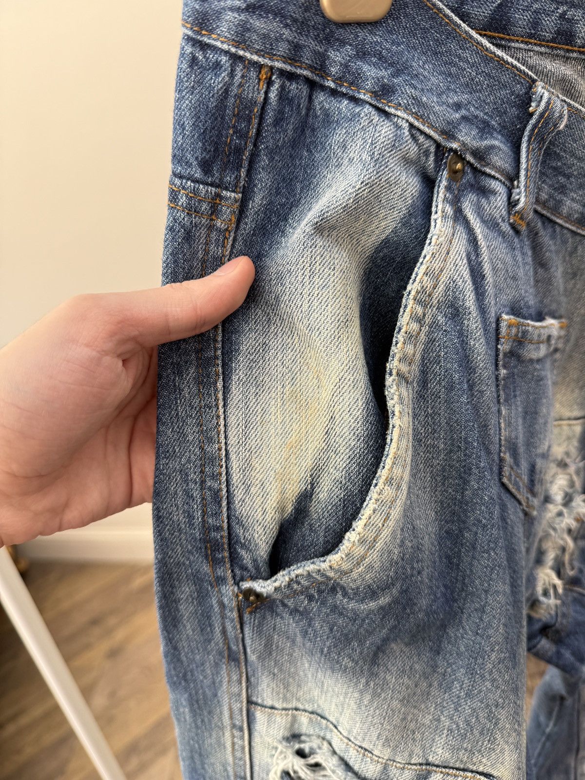 Other Vintage RAW Clothing Distressed Jeans Patchwork Streetwear Size US 34 / EU 50 - 5 Thumbnail