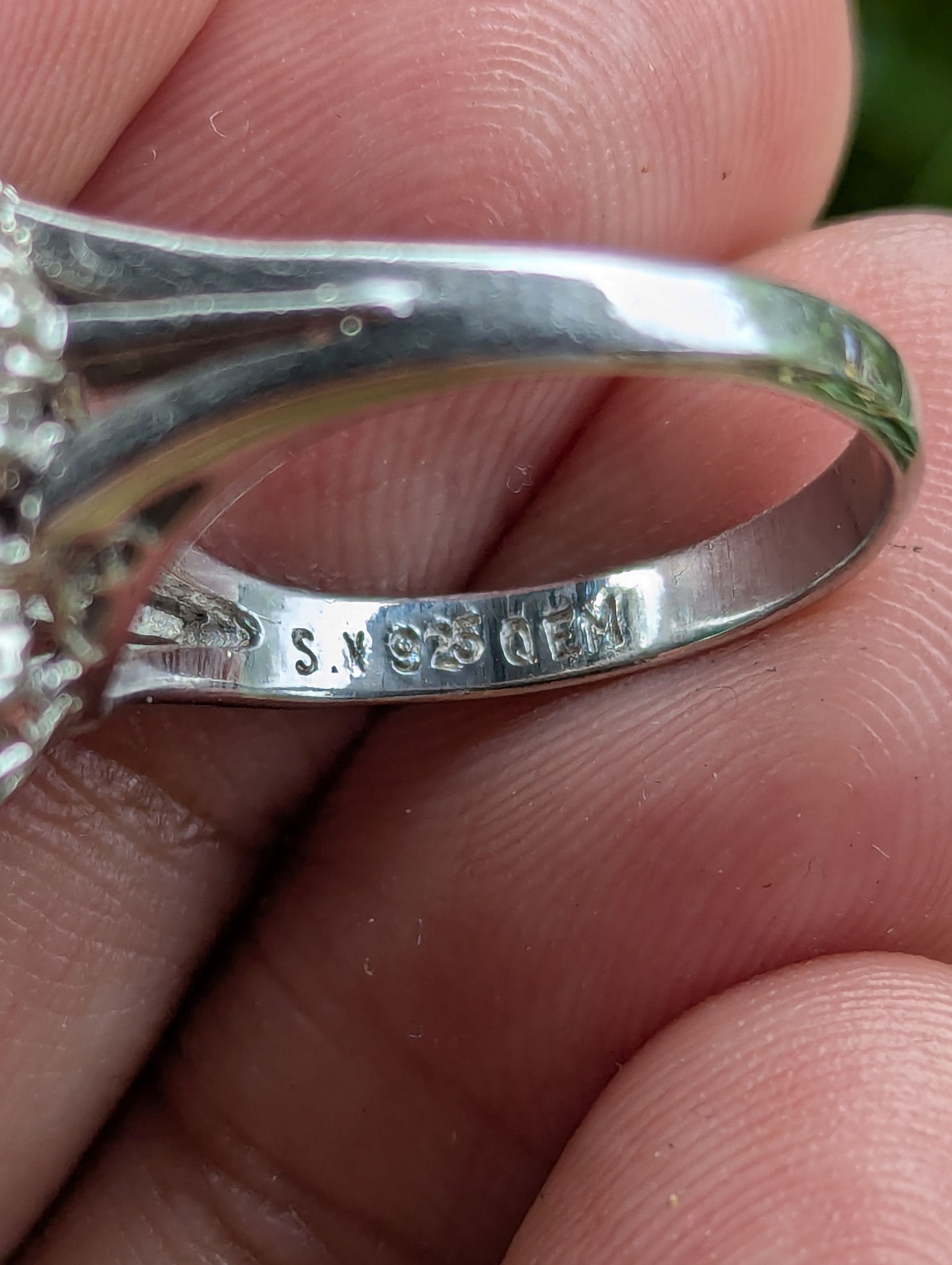 Sterling Silver 925 Sterling Silver Ring with Green Diamond Size ONE SIZE - 6 Thumbnail