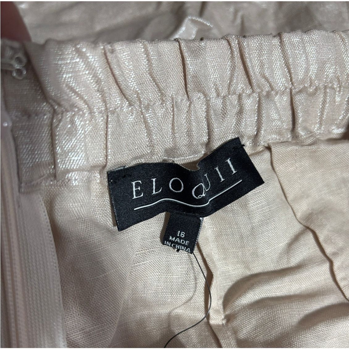 Other PLUS Size 16 | Pink Blush Shimmer Linen Skirt | ELOQUII Size 38" / US 16 / IT 52 - 10 Thumbnail
