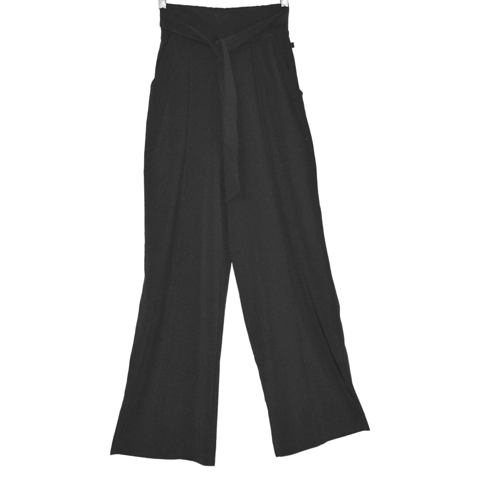 Lululemon B0 LULULEMON Black Belted Waistline Wide Leg Pants Size 4 Size 27" / US 4 / IT 40 - 1 Thumbnail
