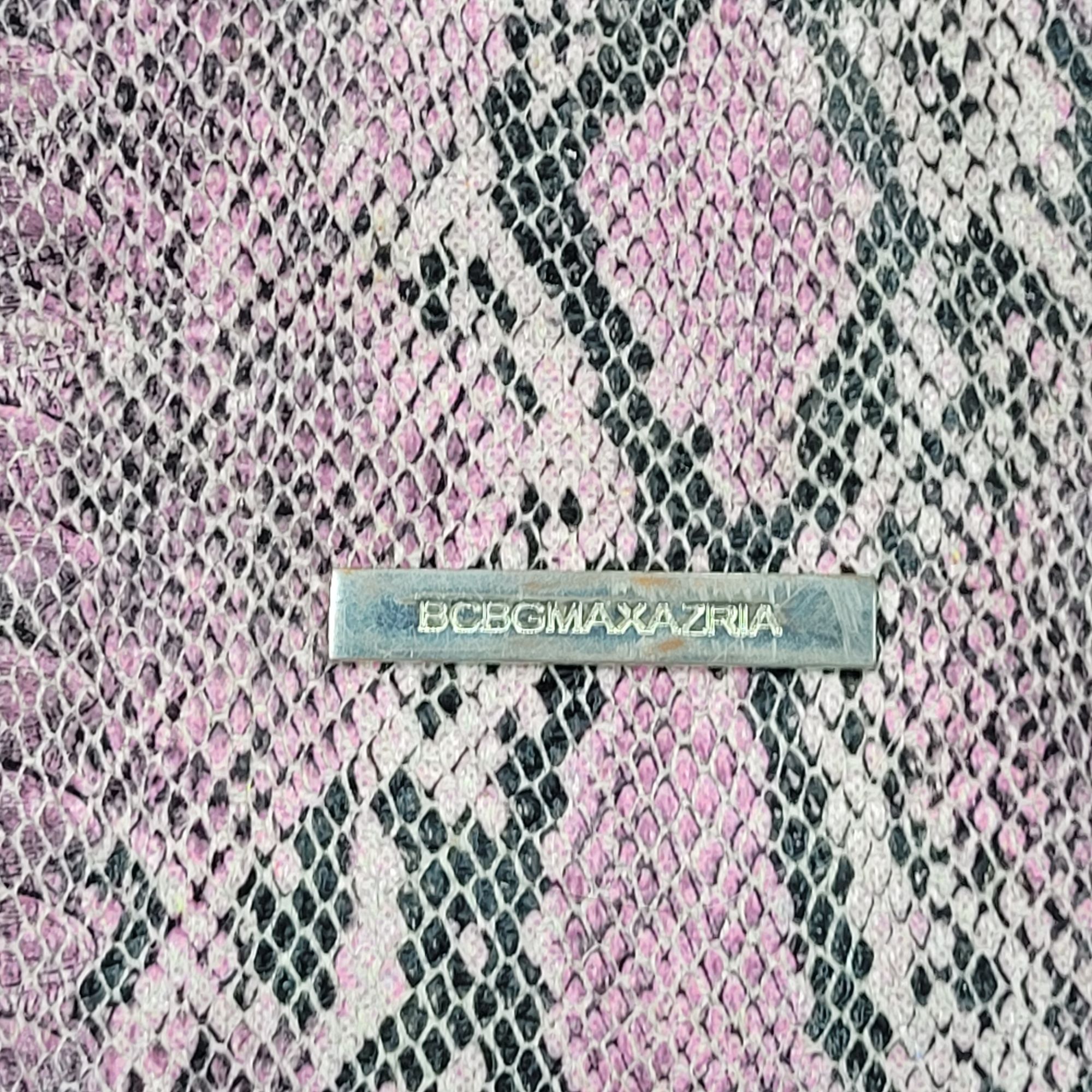 Designer BCBG Max Azria Pink Black Snake Print Vegan Tote Overnight B Size ONE SIZE - 2 Thumbnail