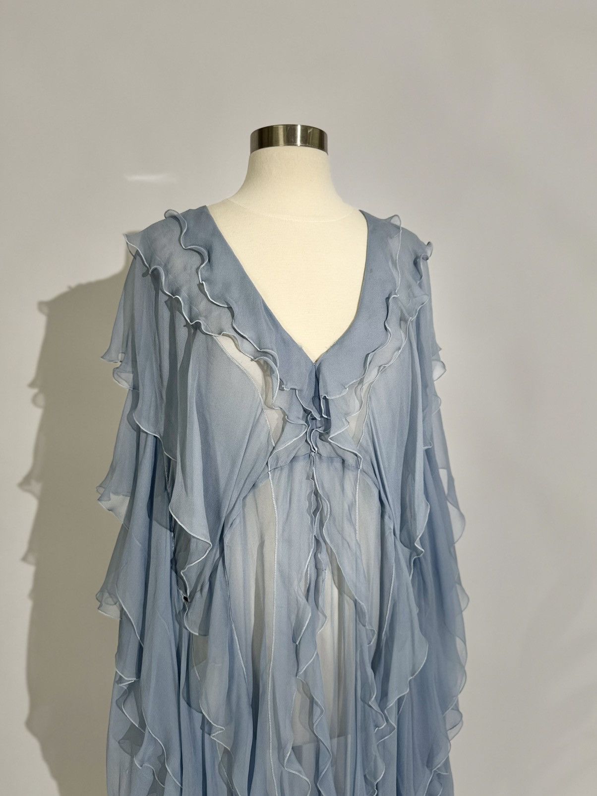 Zuhair Murad Brand New US 6 Zuhair Murad Ash Blue Silk Maxi Gown Size M / US 6-8 / IT 42-44 - 2 Thumbnail