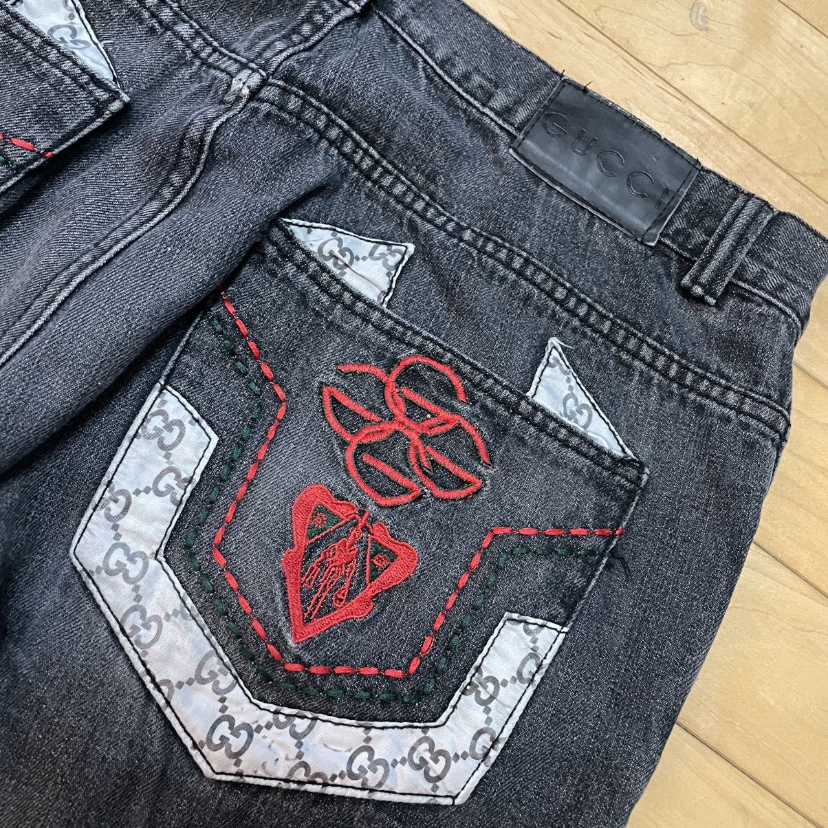 JNCO Baggy Gucci Custom Jeans Size US 35 - 2 Thumbnail