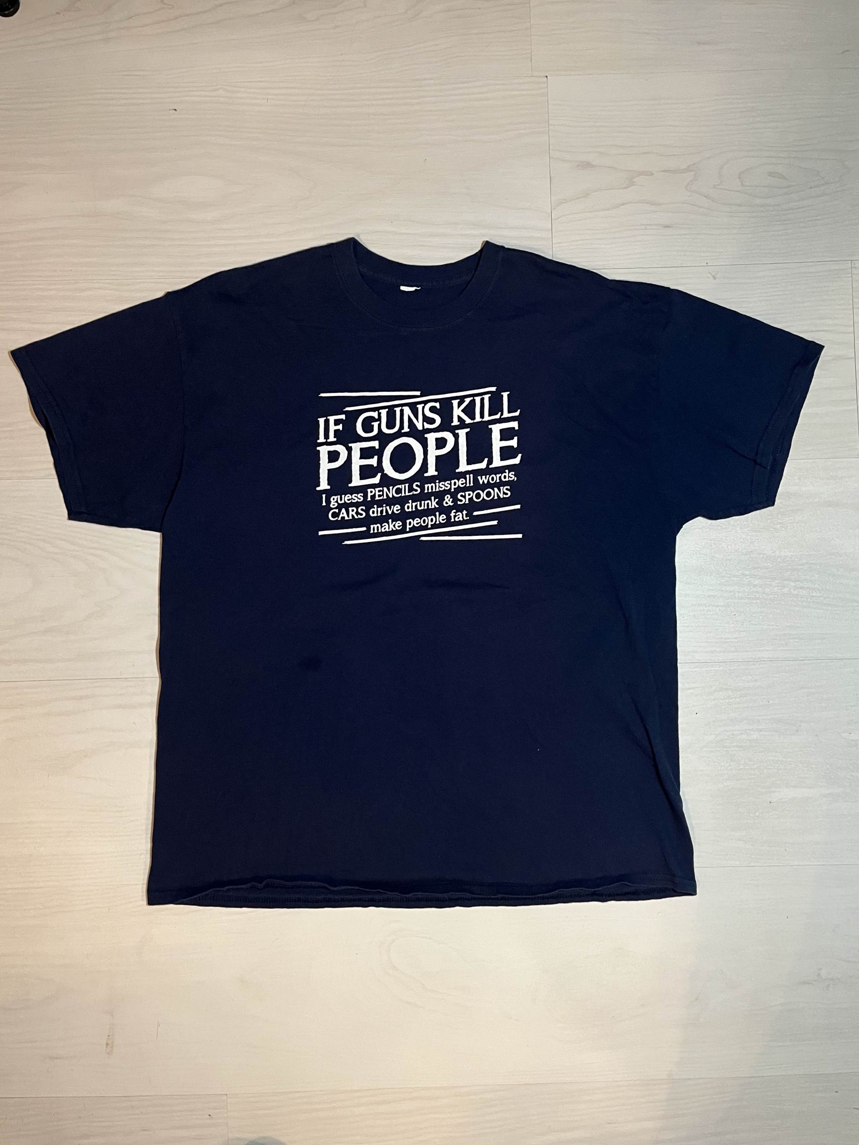 Vintage Y2K Funny If Guns Kill People Shirt Size US L / EU 52-54 / 3 - 2 Thumbnail