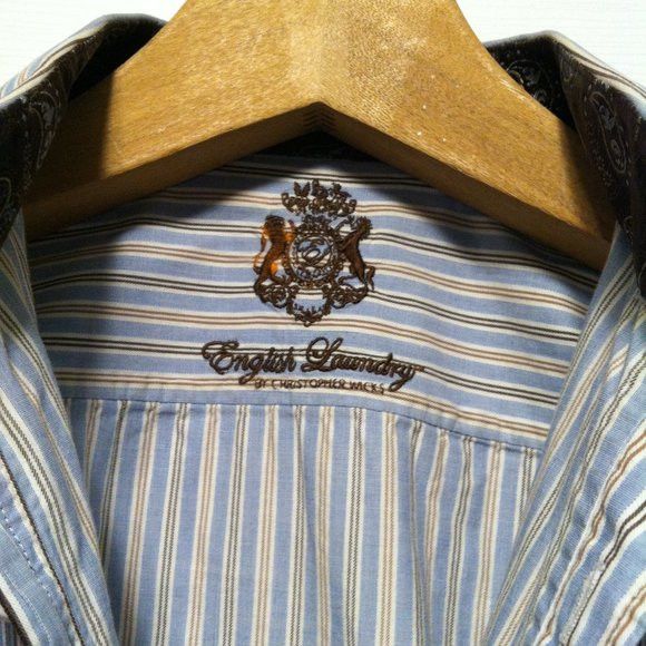 English Laundry ENGLISH LAUNDRY MENS BLUE 100%COTTON CASUAL SHIRT 16.5/32-33 Size US L / EU 52-54 / 3 - 9 Thumbnail