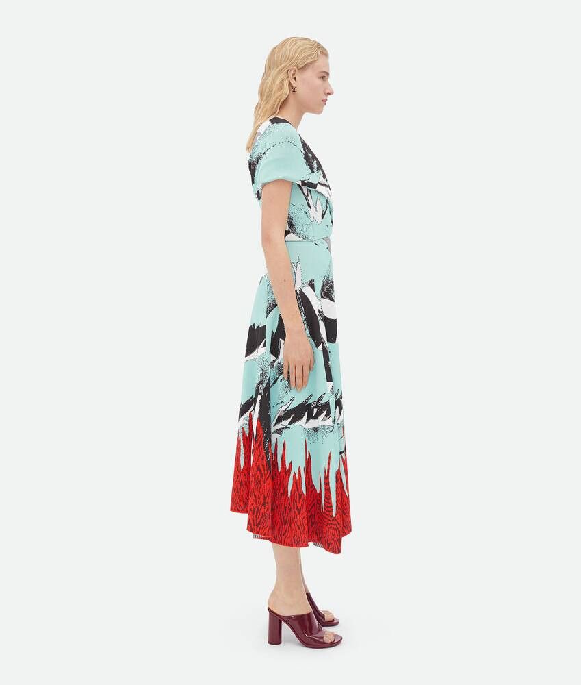 Bottega Veneta o1bcso1str0225 Graphic Jacquard Asymmetric Midi Dress Size S / US 4 / IT 40 - 2 Thumbnail