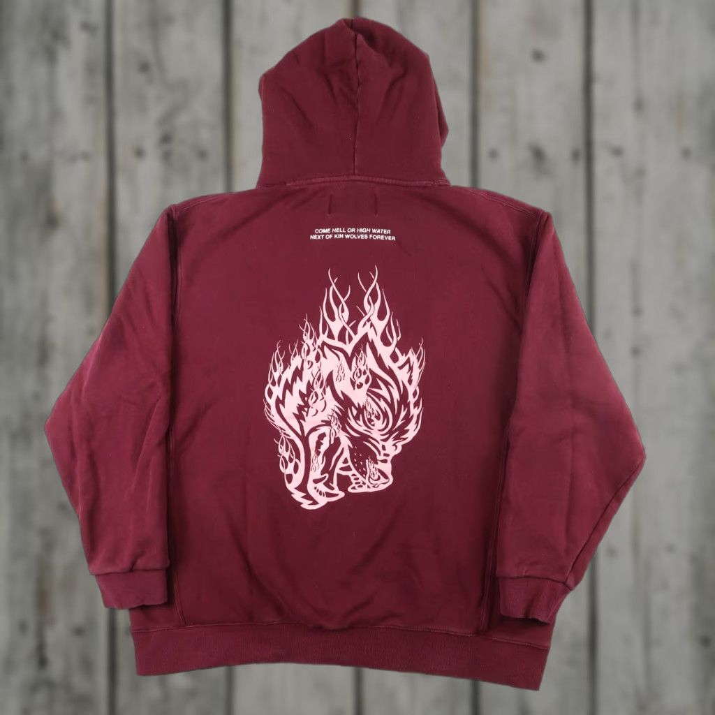 Darc Sport Darc Sport Wolves Club Hoodie Burgundy L Mens Pullover Graphic Print Sweatshirt 90s Sports Theme Size US L / EU 52-54 / 3 - 1 Thumbnail
