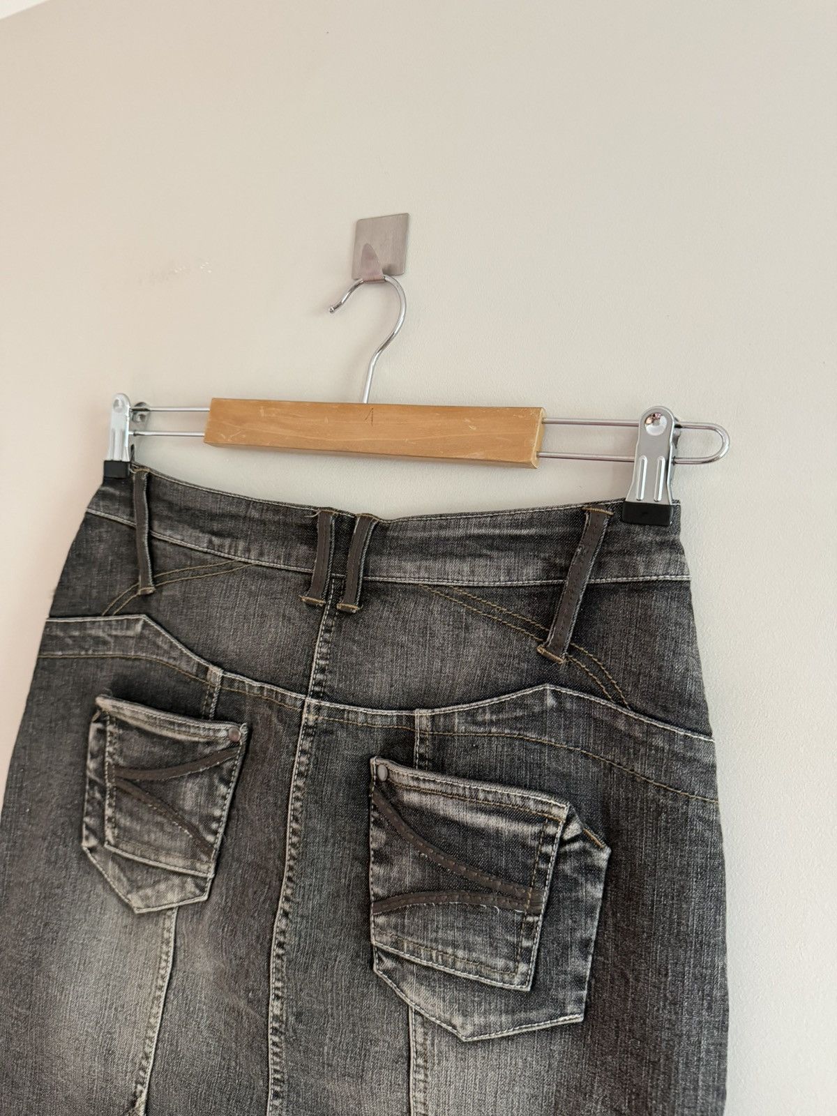 Vintage Y2K Washed Denim Panel Mini Skirt Size 28" / US 6 / IT 42 - 5 Thumbnail