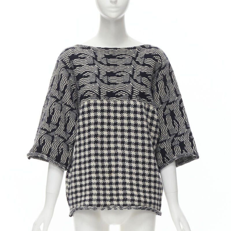 Comme des Garcons COMME DES GARCONS Tricot Vintage 1980s grey intarsia checker sweater M Size M / US 6-8 / IT 42-44 - 1 Thumbnail