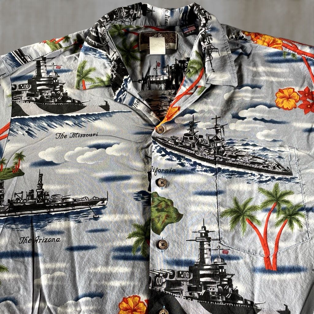 Vintage VINTAGE Kalaheo USN US Navy battle war ship print hawaiian shirt LARGE vtg 90s usa made Size US L / EU 52-54 / 3 - 1 Thumbnail