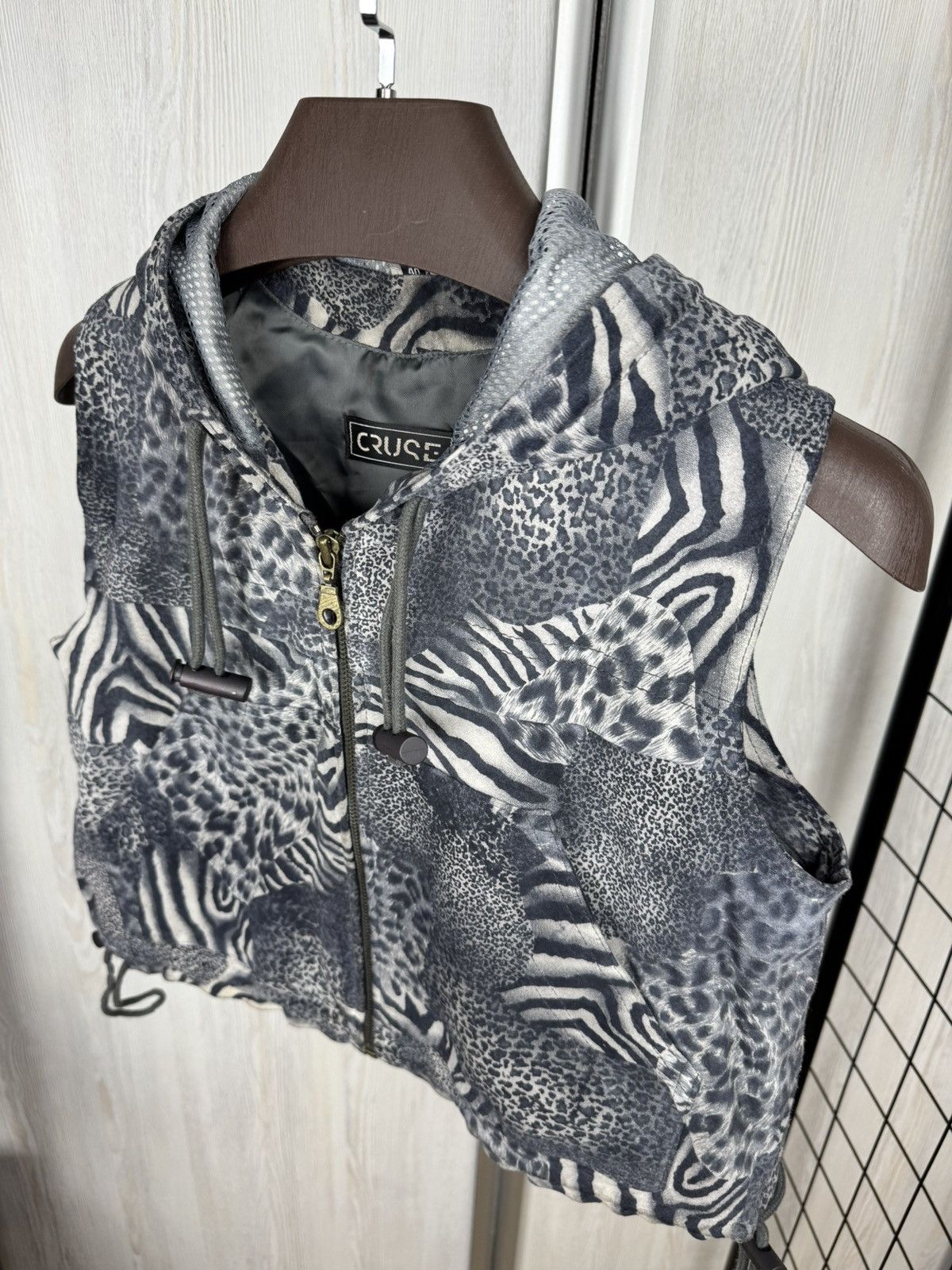 Vintage Cruse vintage animal leopard tiger print leather hooded vest Size L / US 10 / IT 46 - 6 Thumbnail