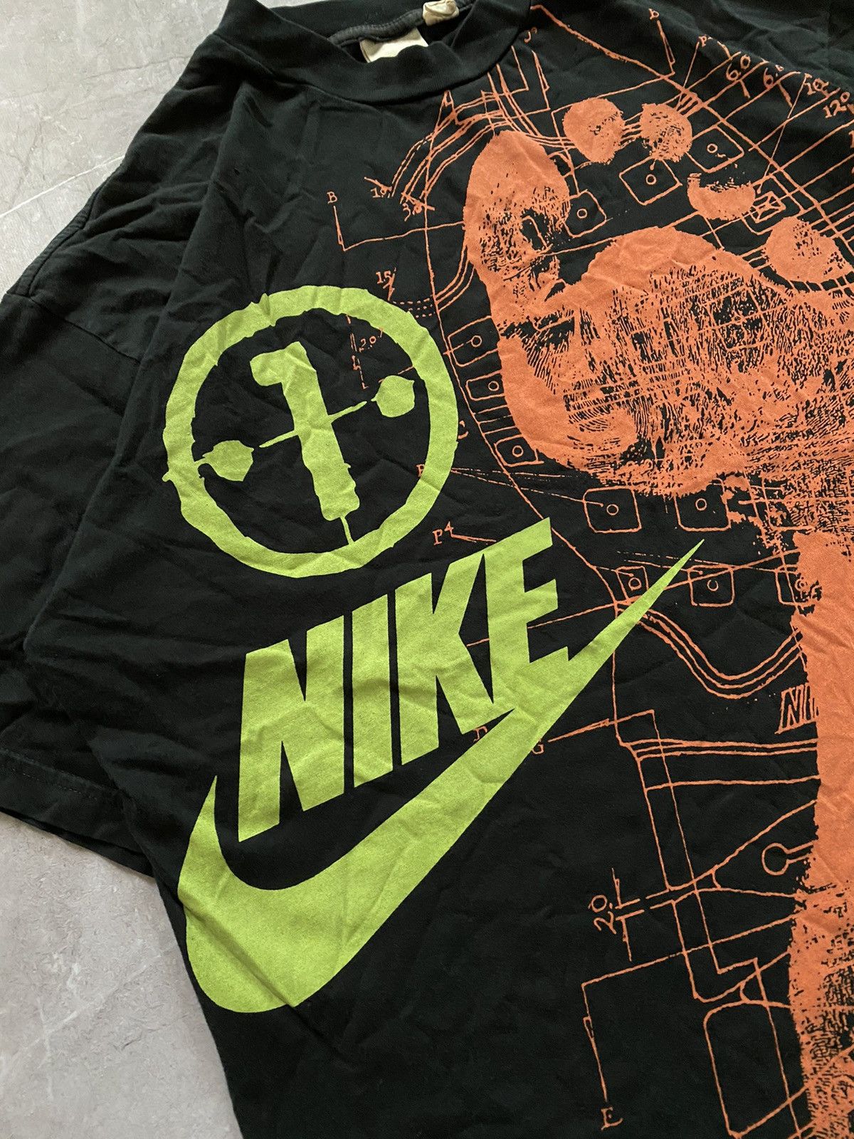 Nike × Vintage Vintage 90s Nike Big Foot Logo Oversized Rap Y2K T Shirt Size US XL / EU 56 / 4 - 6 Thumbnail
