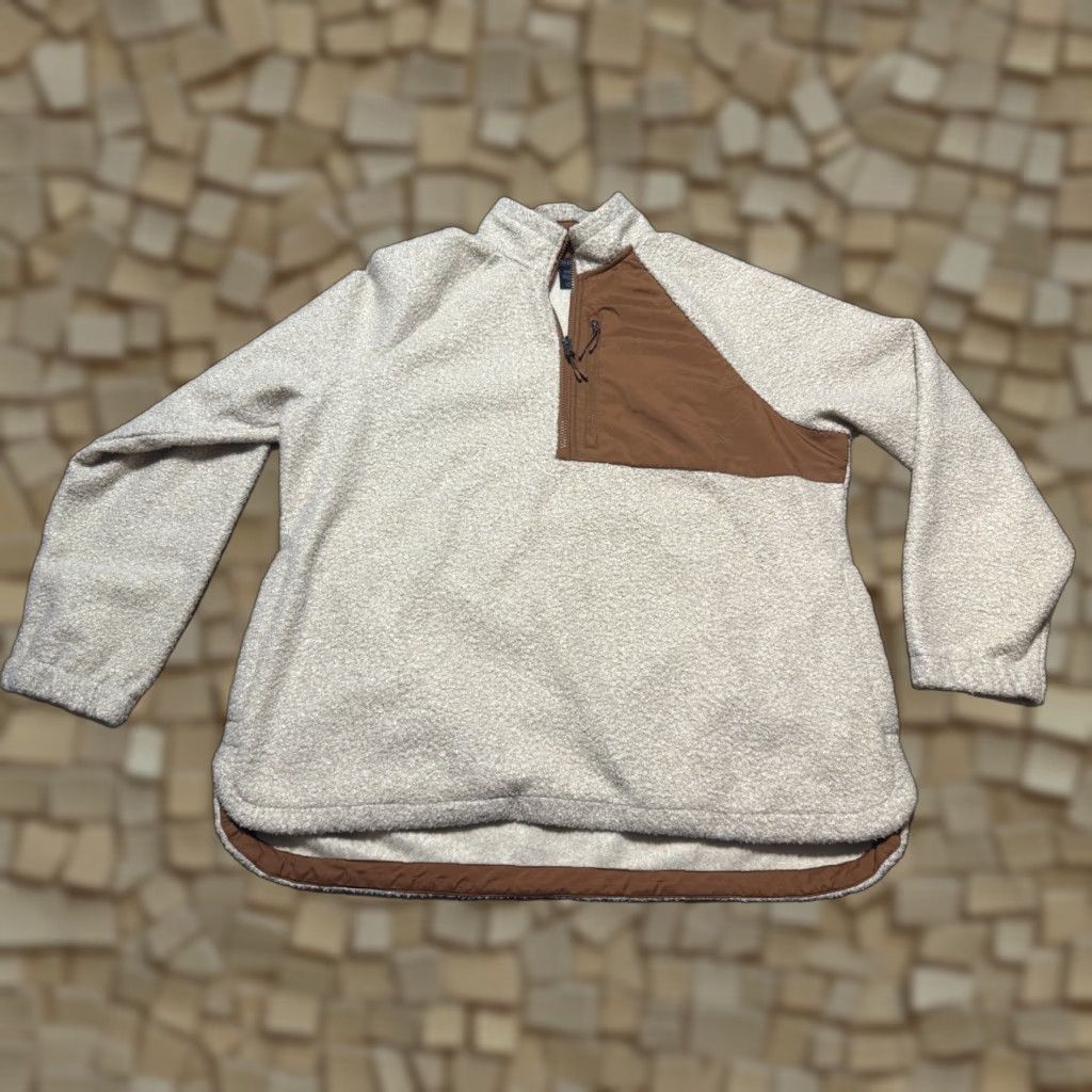 Vintage North End Sweater Women's XL Brown Tan Quarter Zipper Fleece Pullover Knit Shirt Mens? Size XL / US 12-14 / IT 48-50 - 1 Thumbnail