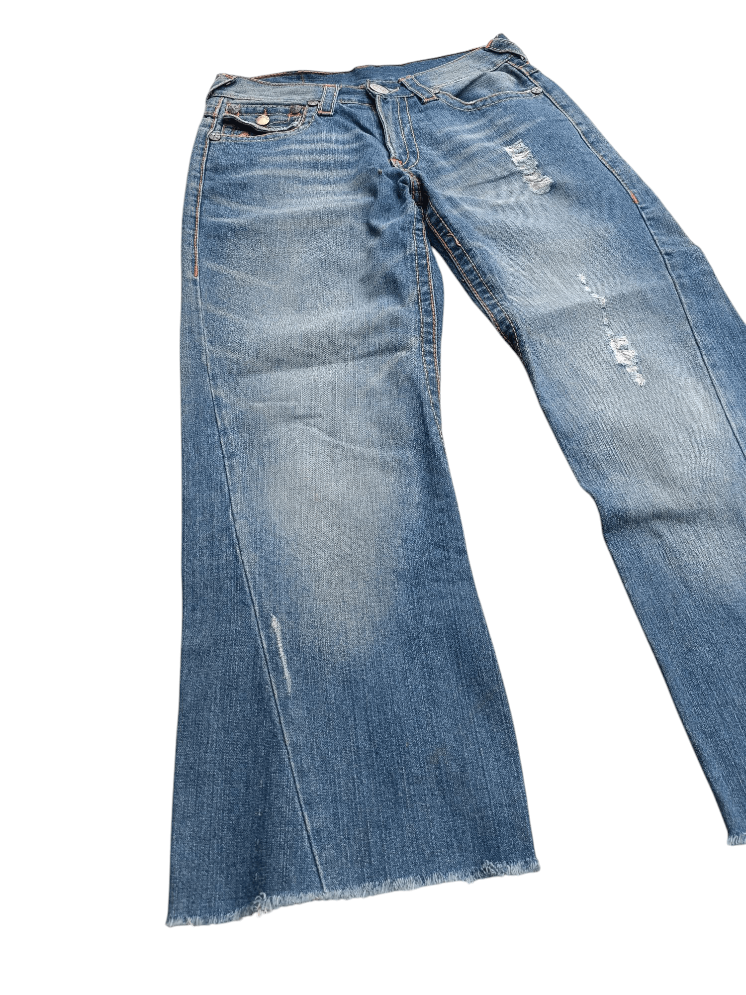 True Religion × Vintage FLARED🔥True Religion Joey Big T Rainbow Distressed Jeans Size US 30 / EU 46 - 2 Thumbnail