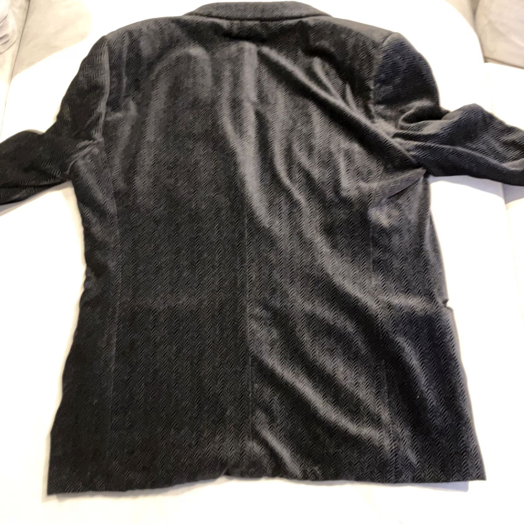 Armani VINTAGE ARMANI COLLEZIONI Blazer Black Velvet Herringbone Pattern US 46 Size 46R - 7 Thumbnail