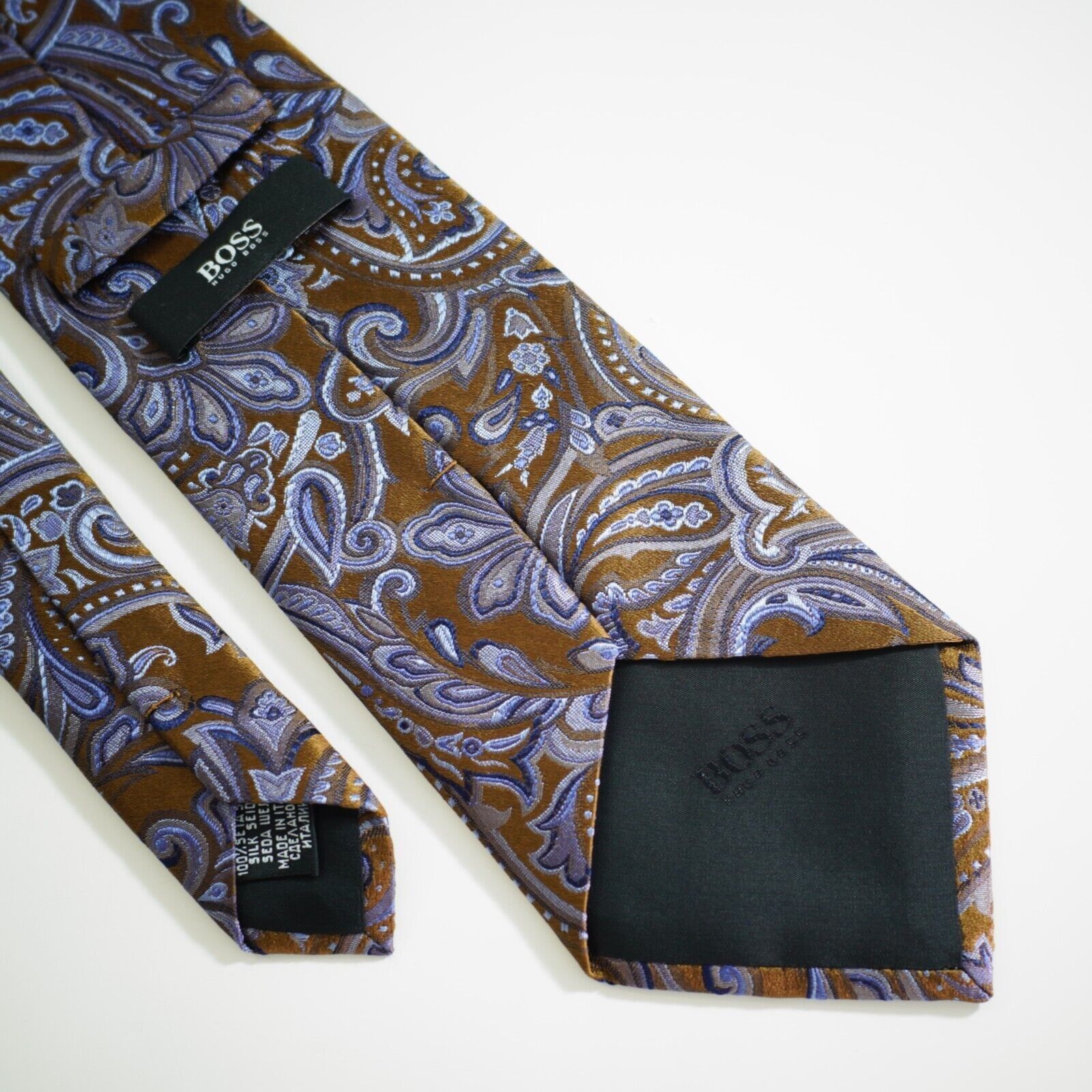 Hugo Boss Boss Hugo Boss Brown Blue Paisley Floral Woven Silk Tie Size ONE SIZE - 5 Thumbnail