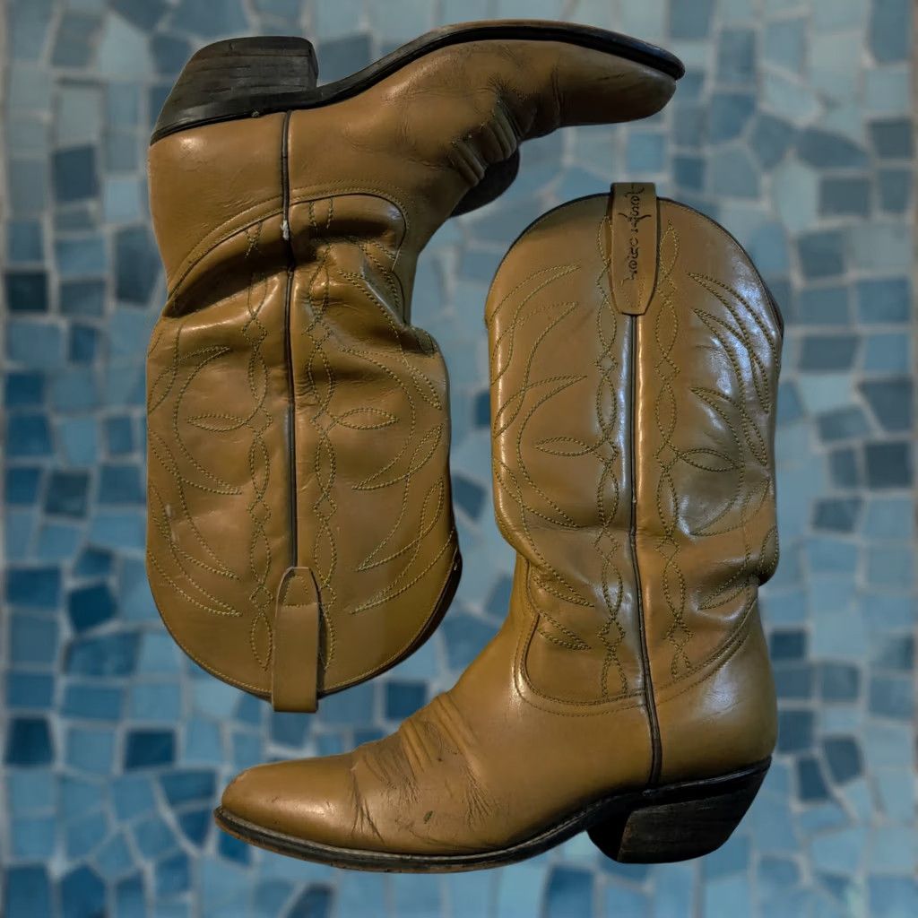 Vintage VINTAGE Destroyer Cowboy Boots Mens Size 8.5 Yellow Leather Western 1980s Boots Size US 9 / EU 42 - 1 Thumbnail