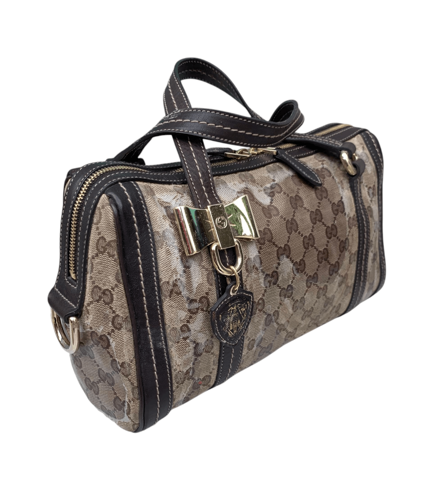 Gucci Gucci Crystal Monogram Duchessa Medium Boston Satchel Bag Size ONE SIZE - 1 Thumbnail