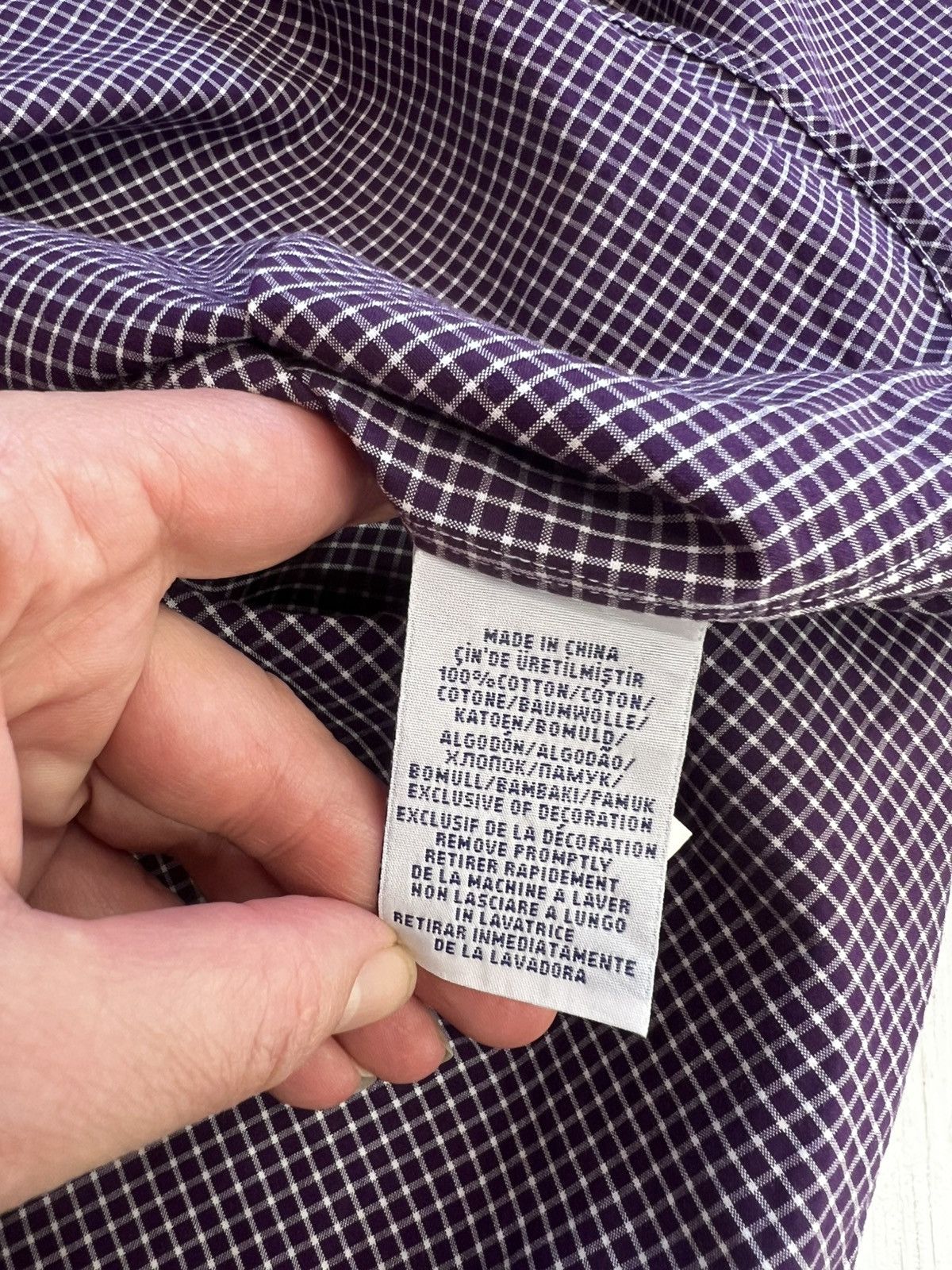 Polo Ralph Lauren Polo Ralph Lauren Purple Check Poplin Shirt 17 43 XL Cotton Size US XL / EU 56 / 4 - 8 Thumbnail