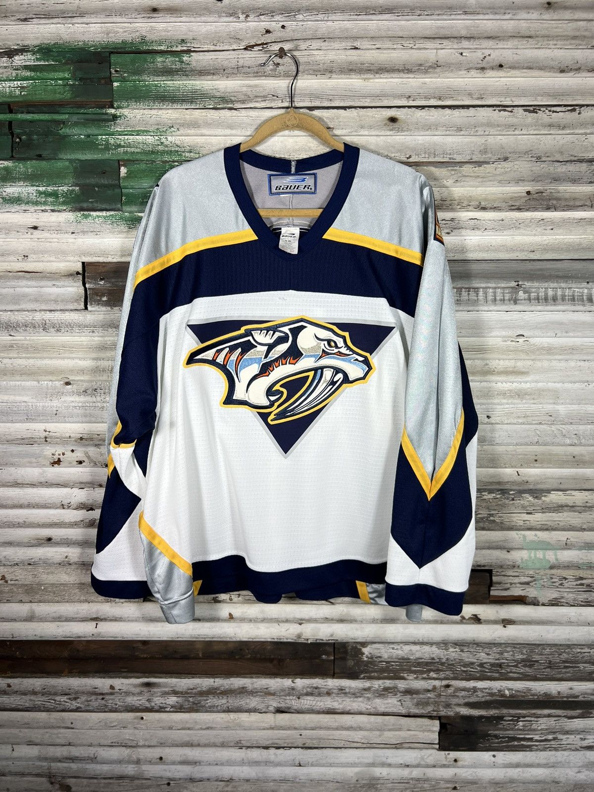 image of Vintage Nashville Predators Bauer Jersey in White, Men's (Size 2XL)