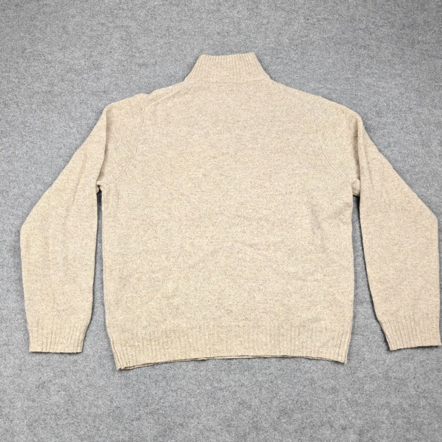 J.Crew J Crew Sweater Mens XL Beige Lambs Wool 1/4 Zip Mock Neck Knit Pullover Size US XL / EU 56 / 4 - 7 Thumbnail