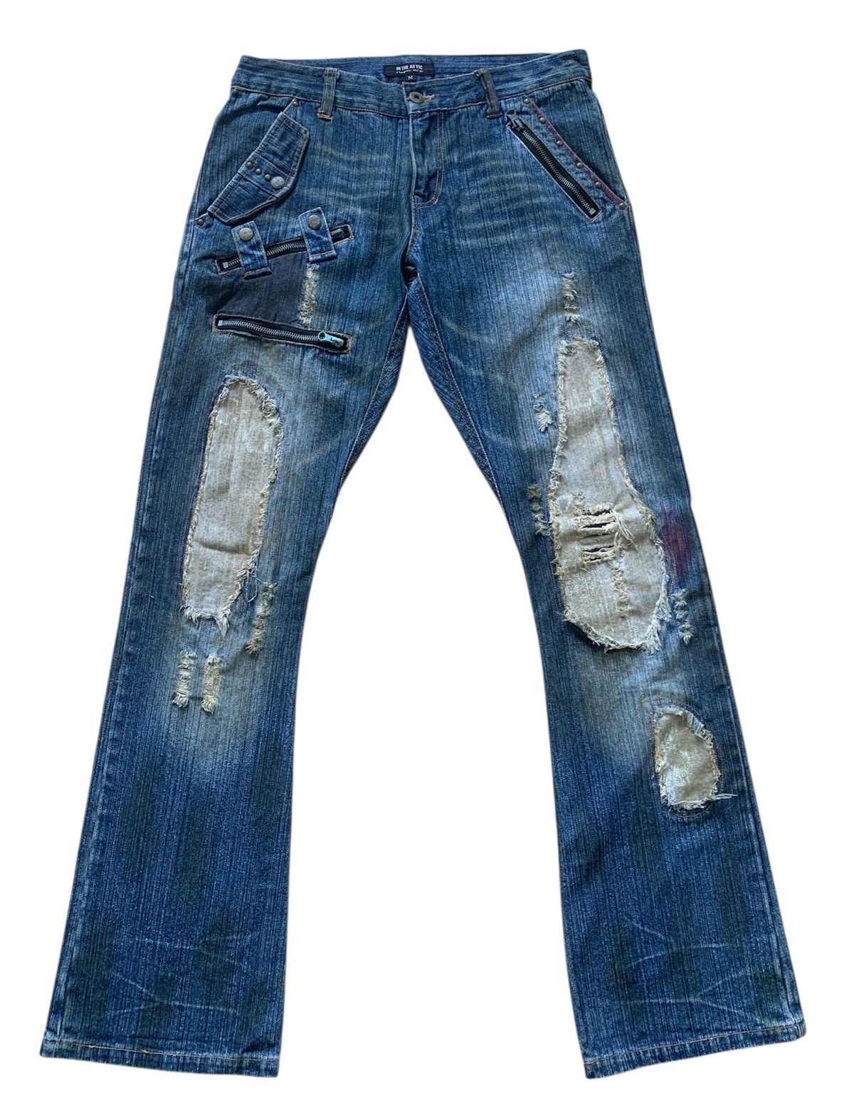 In The Attic Rare Distressed In The Attic Flare Denim Jeans Pants Size US 31 - 1 Thumbnail