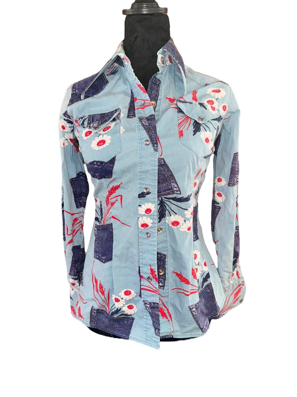 JCPenney VTG 90s JCPenny Western wear women pearl snap all over graph Size S / US 4 / IT 40 - 1 Thumbnail