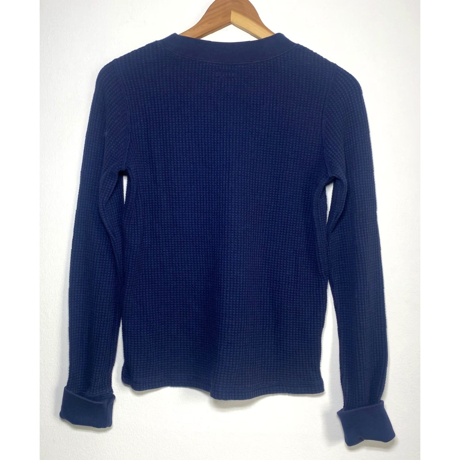 Faherty Faherty Women's Waffle Crew Shirt in Midnight Blue S Navy Wool Blend? Size S / US 4 / IT 40 - 5 Thumbnail