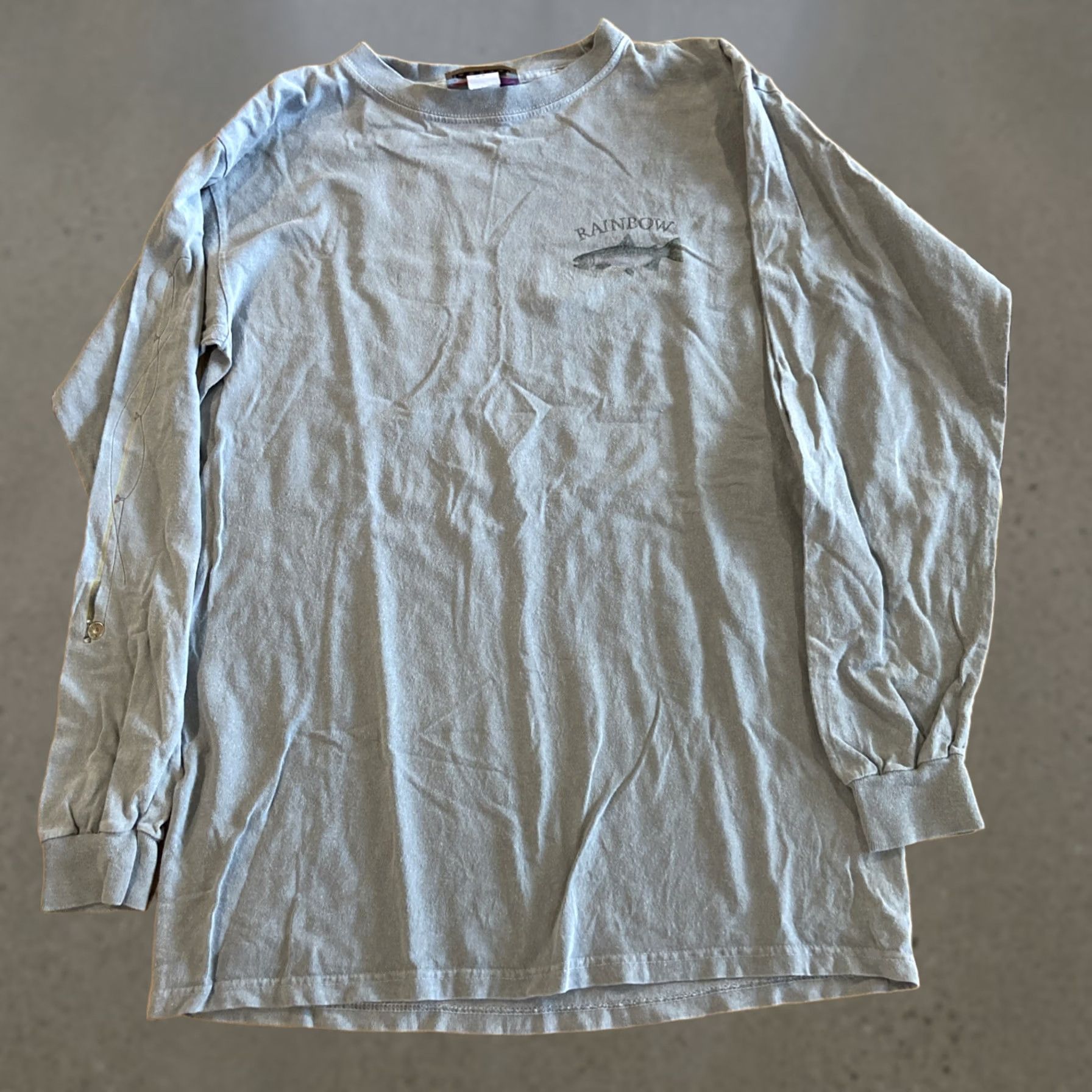 REEF VINTAGE O'Keefe's Reef Pocket T Shirt World Record Rainbow Trout Fishing Crew Neck Long Sleeve Men S Yellow Cotton Graphic Print Size US S / EU 44-46 / 1 - 1 Thumbnail