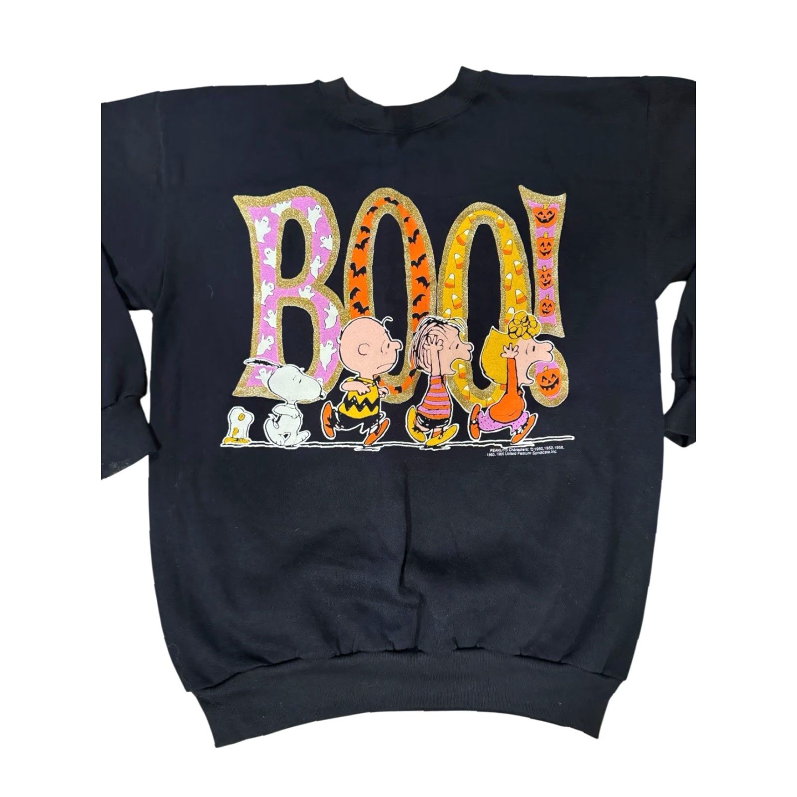 Peanuts VINTAGE Peanuts Snoopy & Woodstock Pumpkins Halloween Sweatshirt XL Black Unisex Adults 90s Graphic Print Pullover Crew Neck Long Sleeve Size US XL / EU 56 / 4 - 2 Thumbnail