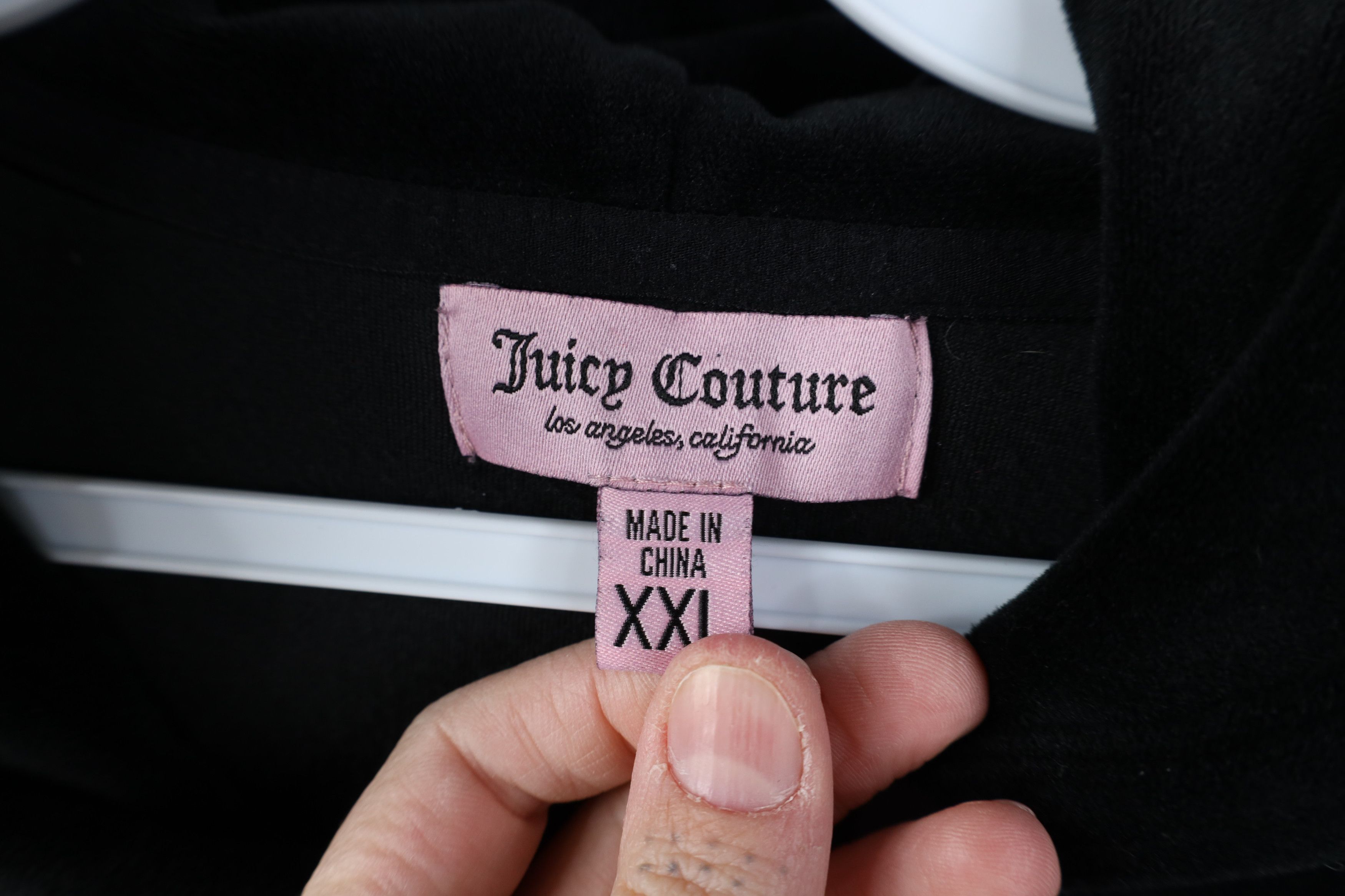 Juicy Couture Vintage 90s Y2K Juicy Couture Babydoll Velour Hoodie Black Size XXL / US 16-18 / IT 52-54 - 10 Thumbnail