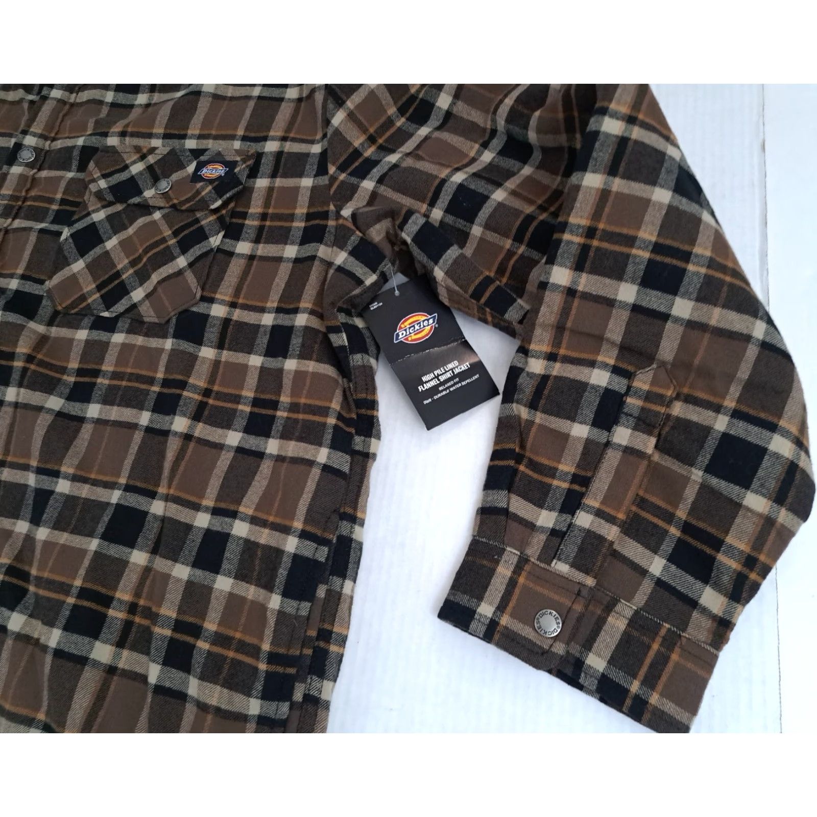 Dickies VINTAGE Dickies Full Snap Metal Button Insulated Brown Plaid Outdoor Shirt 2XL Size US XXL / EU 58 / 5 - 4 Thumbnail