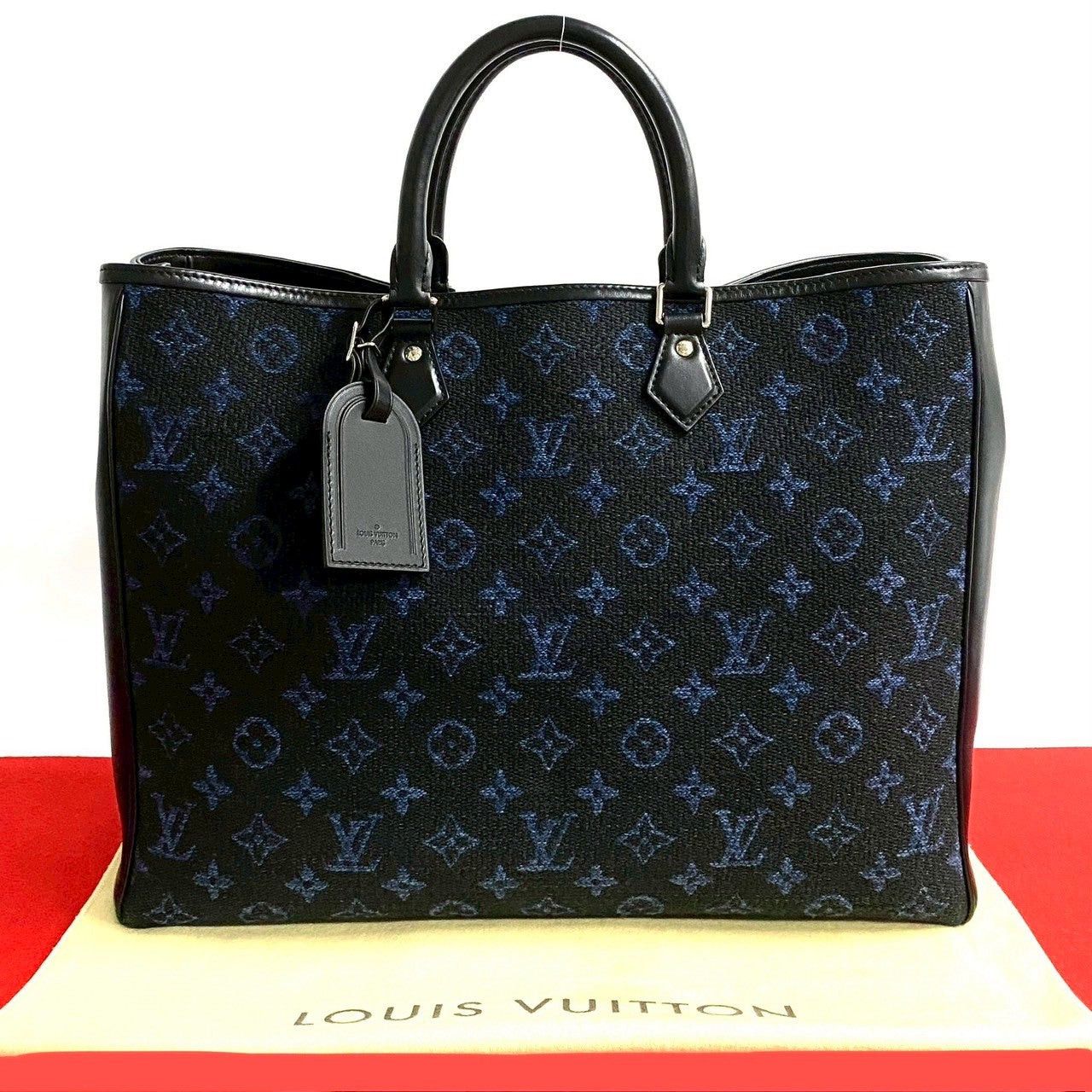 Louis Vuitton Tote Bag Black Leather, Men's