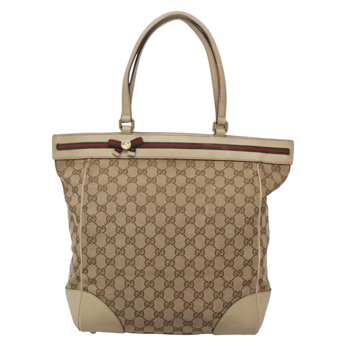 Gucci GUCCI GG Canvas Web Sherry Line Tote Bag Beige Gold Size ONE SIZE - 2 Thumbnail