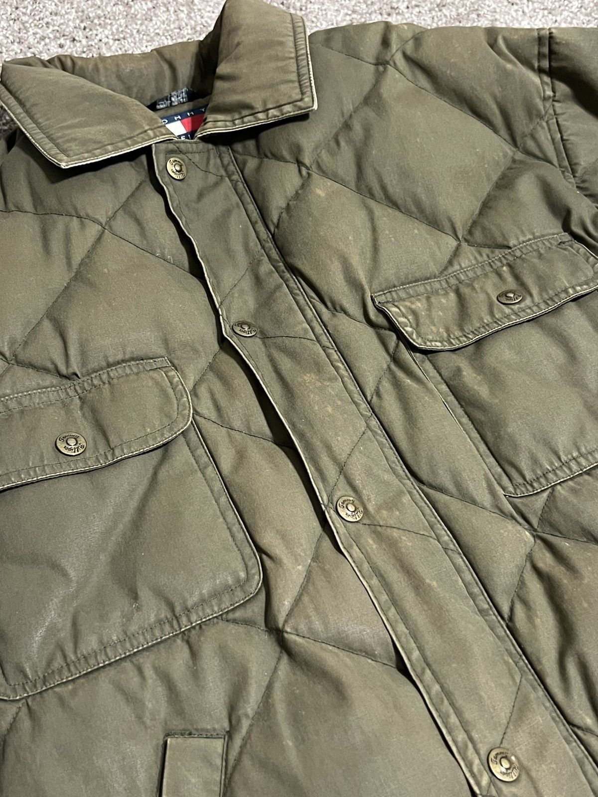 Tommy Hilfiger Vintage 1990s Tommy Hilfiger Green Quilted Puffer Jacket Size US S / EU 44-46 / 1 - 8 Thumbnail