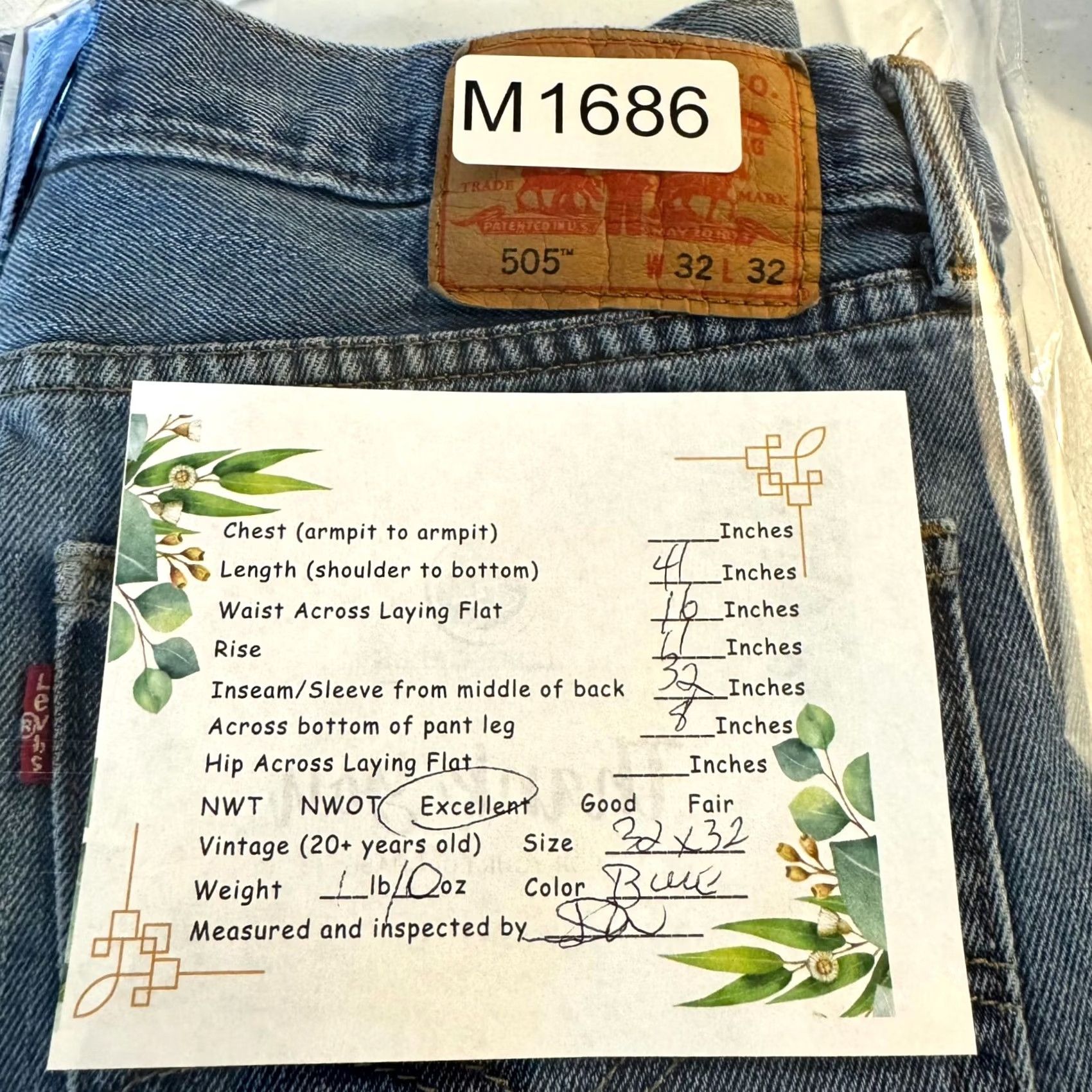 Levi's Levi’s 505 Men’s Jeans 32x32 Blue Denim Regular Fit Straight Leg Vintage: No Size US 32 / EU 48 - 6 Thumbnail