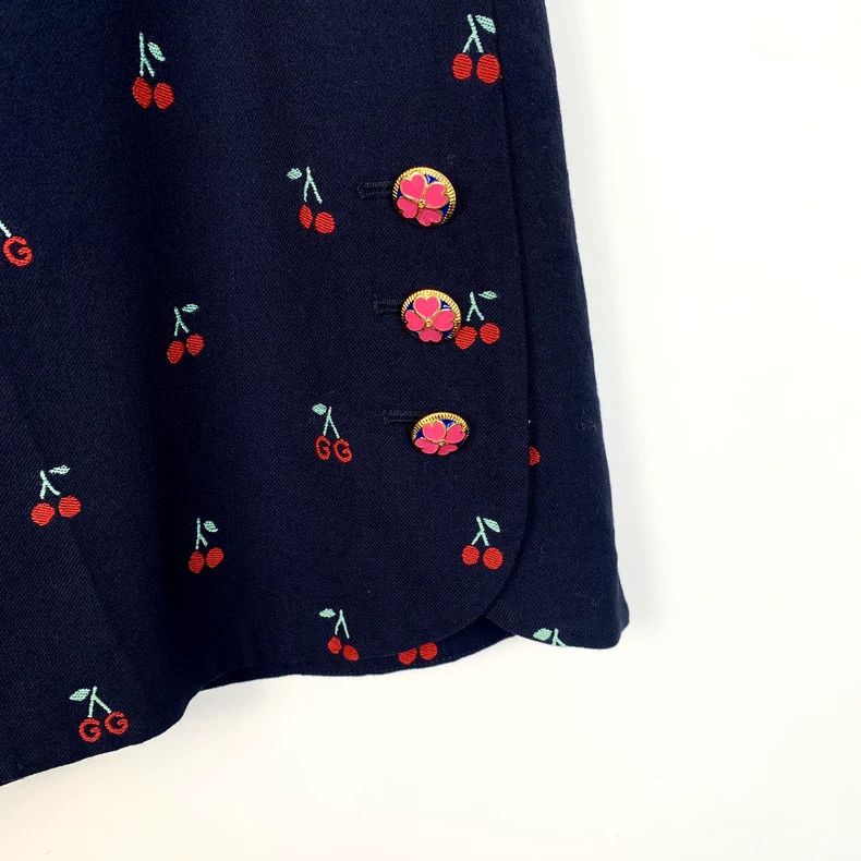 Gucci Gucci Dark blue cherry embroidery full print cotton casual Size US 26 / EU 42 - 4 Thumbnail