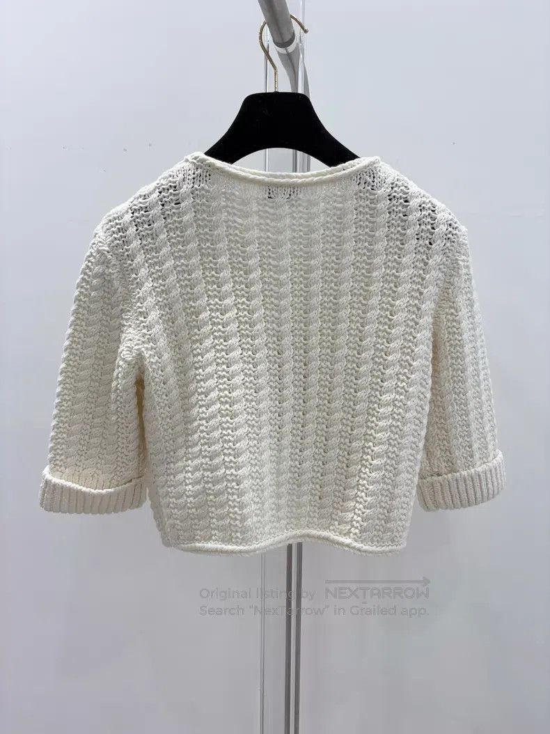 Chanel Chanel Short knitted sweater with white irregular hem Size XXS / US 00 / IT 34 - 2 Thumbnail