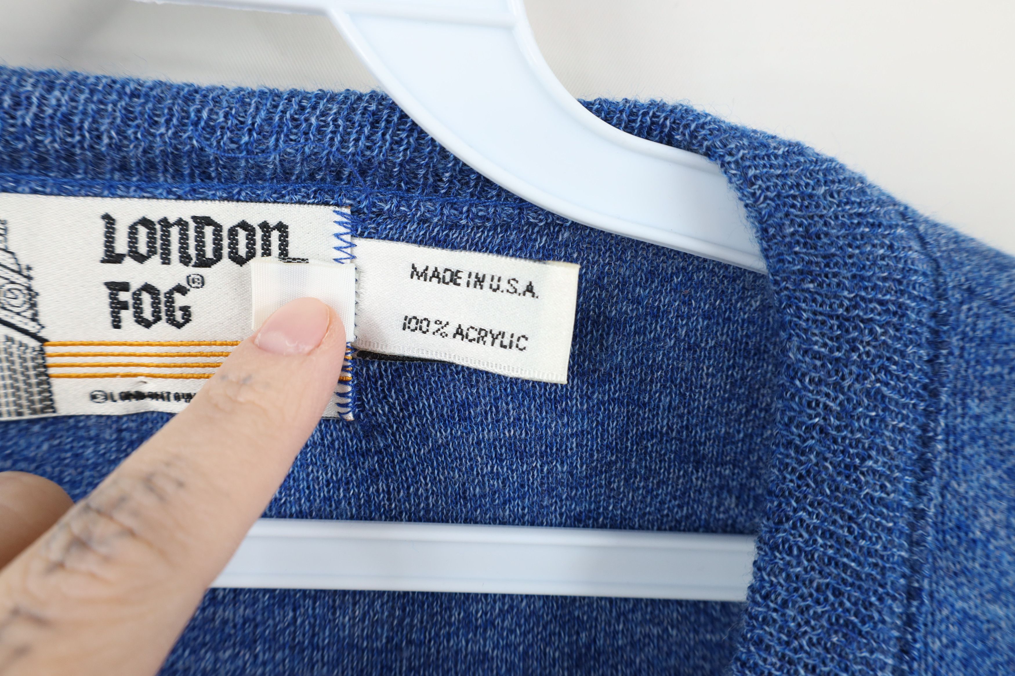 Vintage Vintage 70s Streetwear Blank Knit V-Neck Sweater Blue USA Size US XL / EU 56 / 4 - 7 Thumbnail