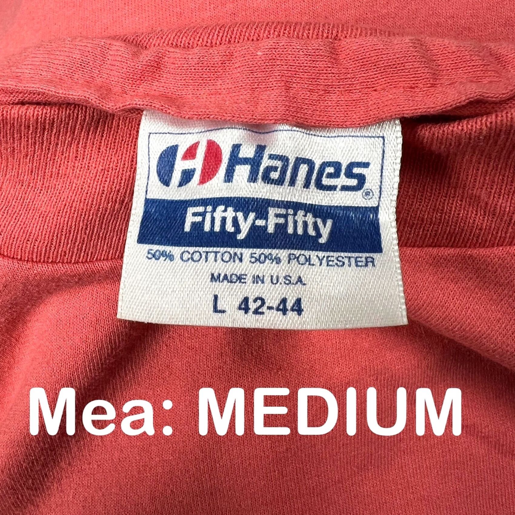 Hanes VINTAGE Hanes T-Shirt Salmon 90s Single Stitch Adult Medium Cotton Crew Neck Short Sleeve Unisex Size US M / EU 48-50 / 2 - 2 Thumbnail