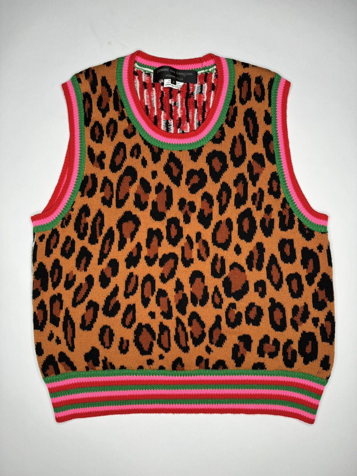 image of Comme Des Garcons Leopard Knit Vest Ss18, Men's (Size Medium)